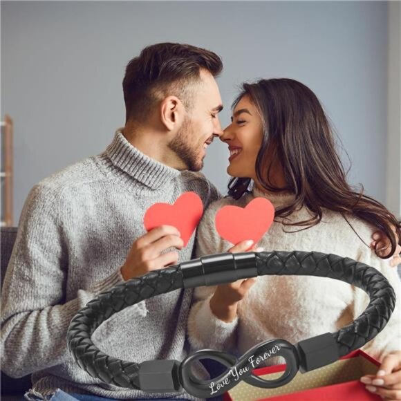 mens braided leather bracelet infinity love gift for him boyfriend husband jewel - Picture 2 of 7